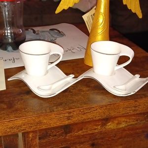 Espresso cup, plate, spoon. Set of 2